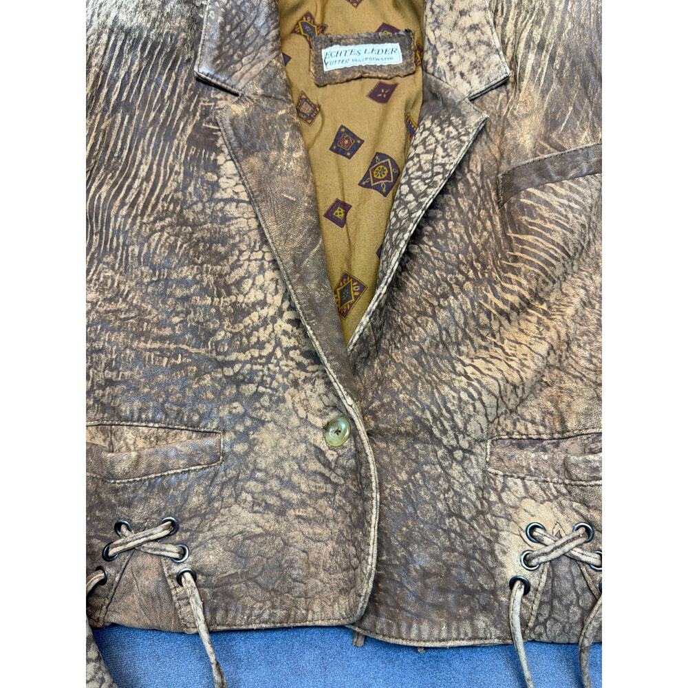 Vintage 1980’s Echtes Leder German Distressed Leather Jacket Size EU 40/US 8-10 - Picture 4 of 13